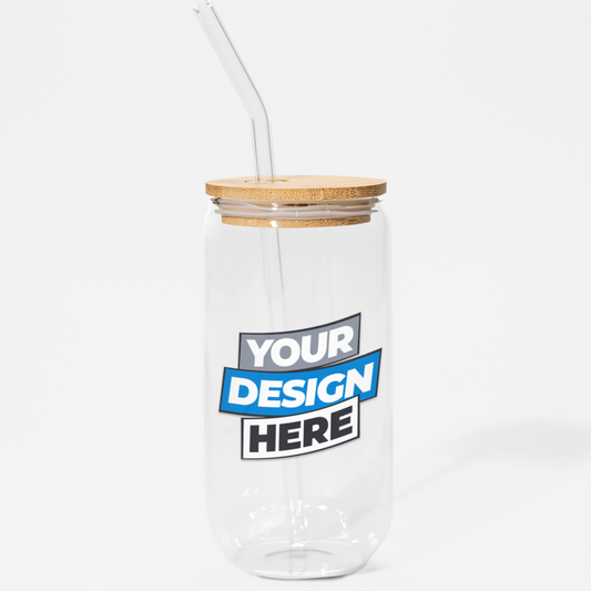 Custom Beer Can Glass with Lid & Straw