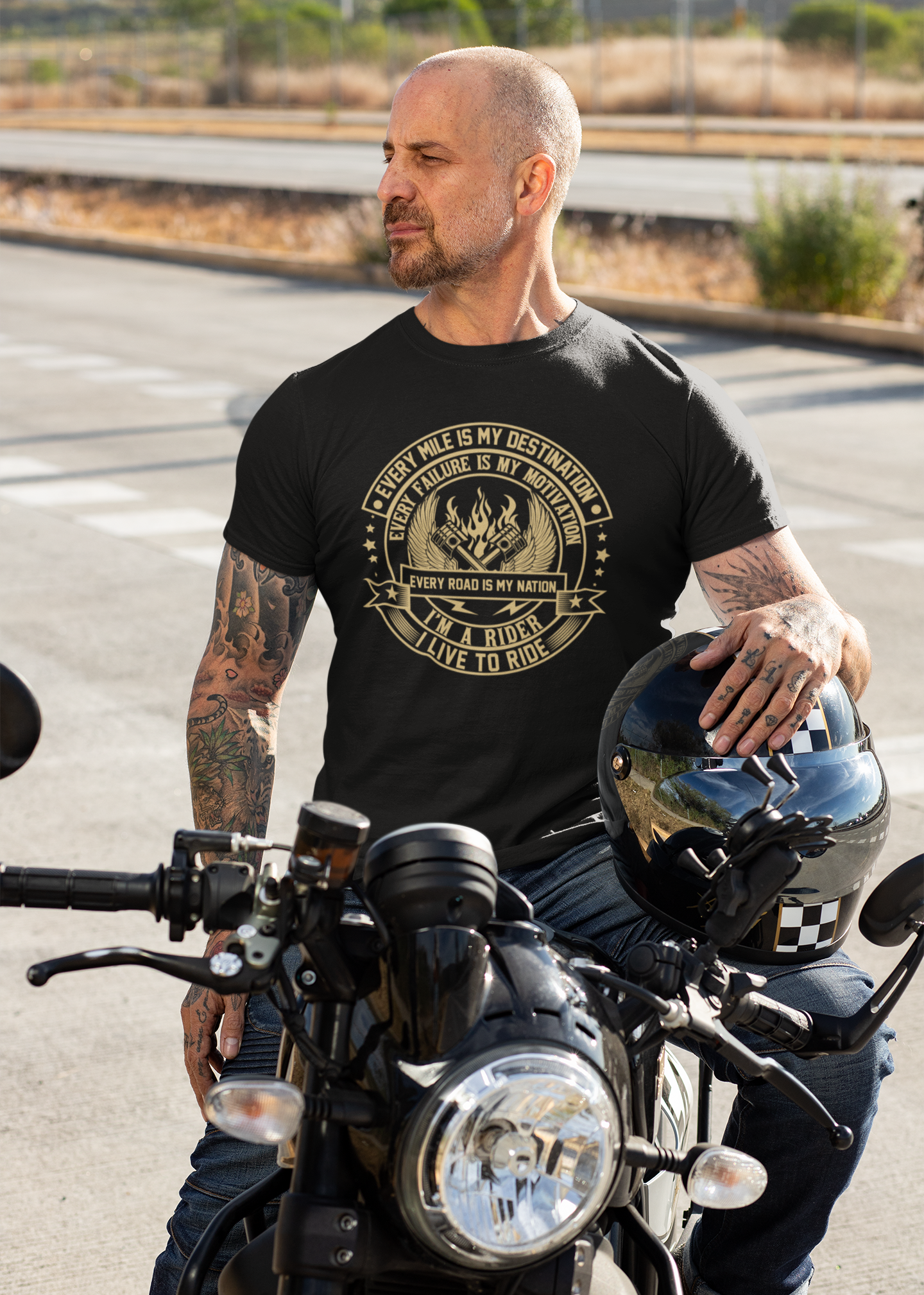 Motorcycle Rider T-Shirt – Every Mile Is My Destination | Biker Quote Tee