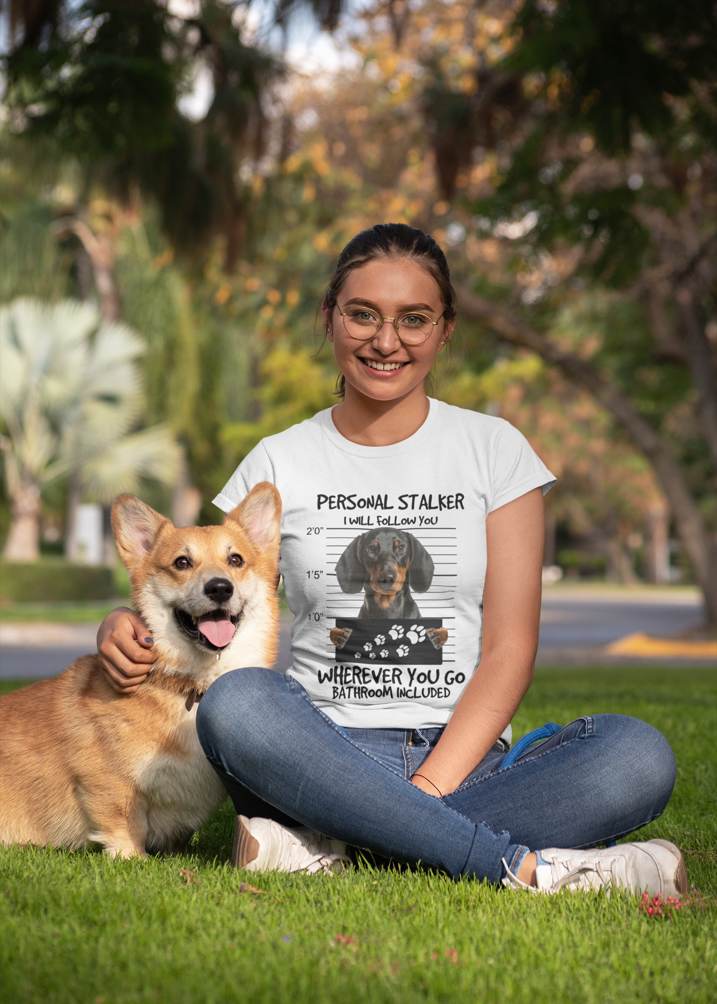 Personal Stalker Dachshund Funny Dog T-Shirt – Bathroom Included