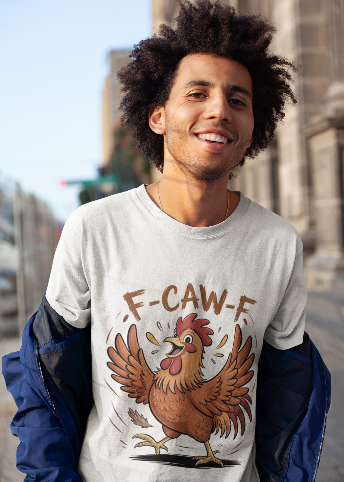 Funny Chicken T-Shirt – “F-CAW-F” Graphic Tee