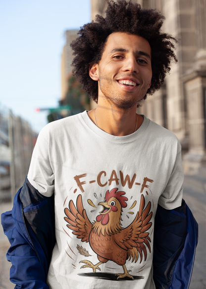Funny Chicken T-Shirt – “F-CAW-F” Graphic Tee