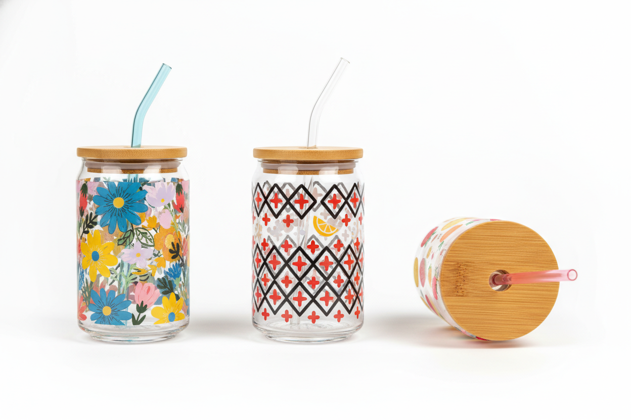 with graphics on the body of the beer cans